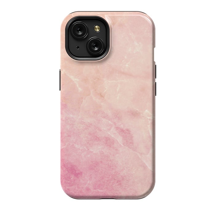 iPhone 15 StrongFit Peach pink marble by Oana 