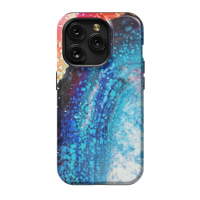 iPhone 15 Pro StrongFit Paint splattered marble blue red by Oana 
