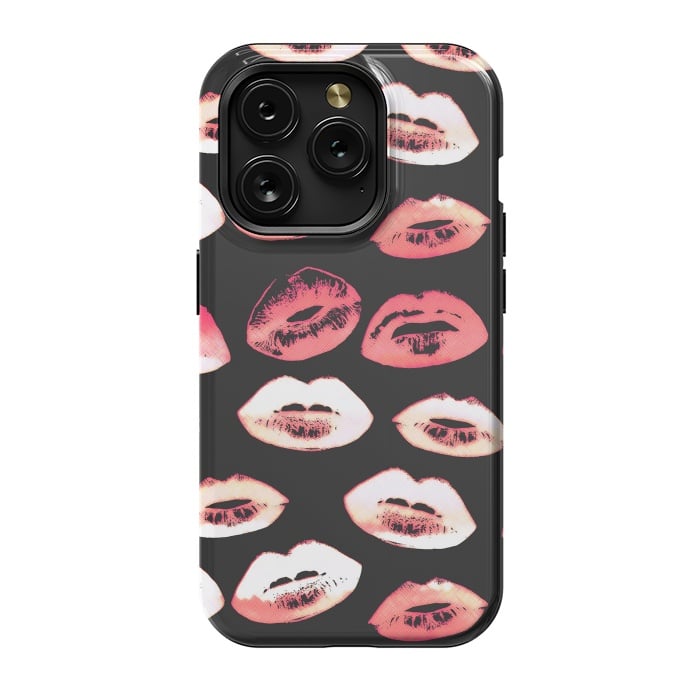 iPhone 15 Pro StrongFit Red pink lipstick kisses by Oana 
