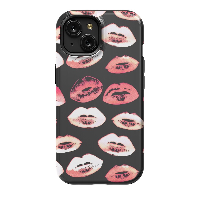 iPhone 15 StrongFit Red pink lipstick kisses by Oana 