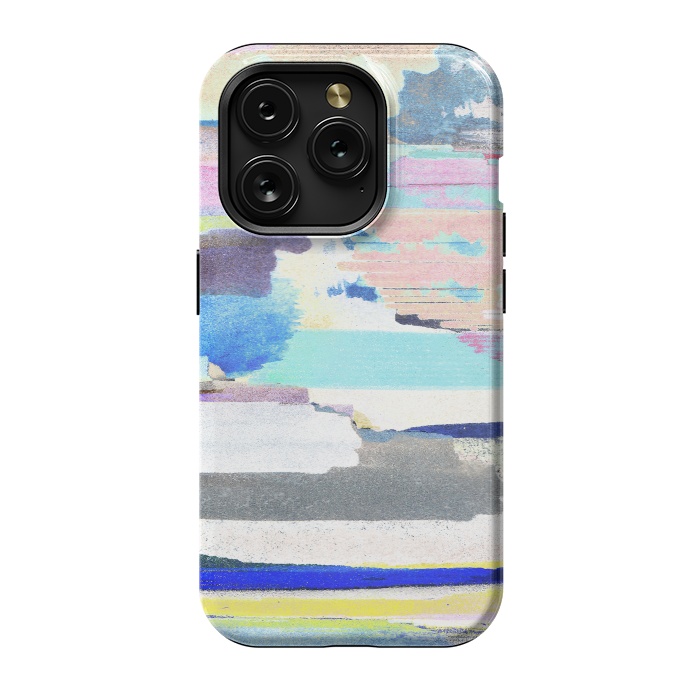 iPhone 15 Pro StrongFit Colorful brushstrokes watercolor stripes  by Oana 