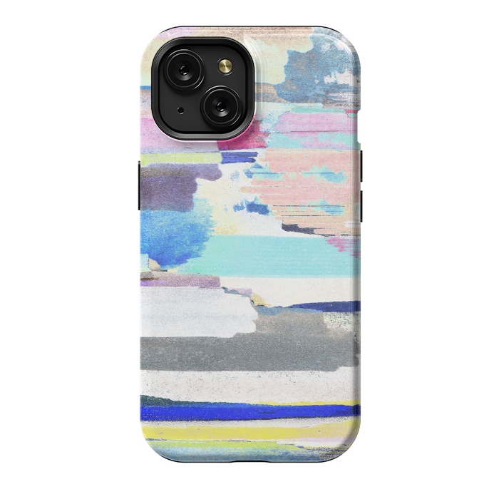 iPhone 15 StrongFit Colorful brushstrokes watercolor stripes  by Oana 