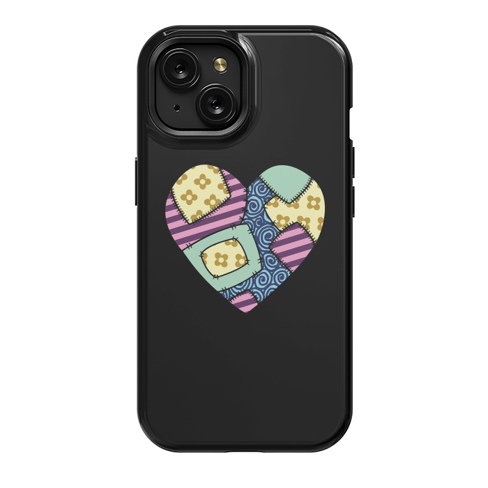 iPhone 15 StrongFit Patchwork heart by Laura Nagel