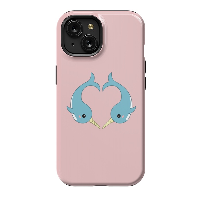 iPhone 15 StrongFit Narwhal heart by Laura Nagel
