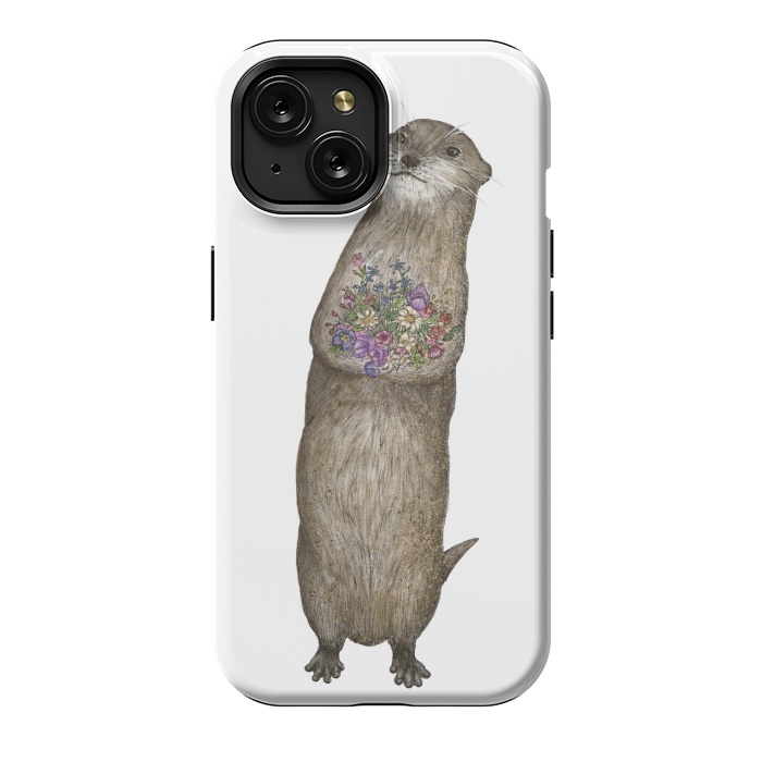 iPhone 15 StrongFit Otter and Flowers by ECMazur 