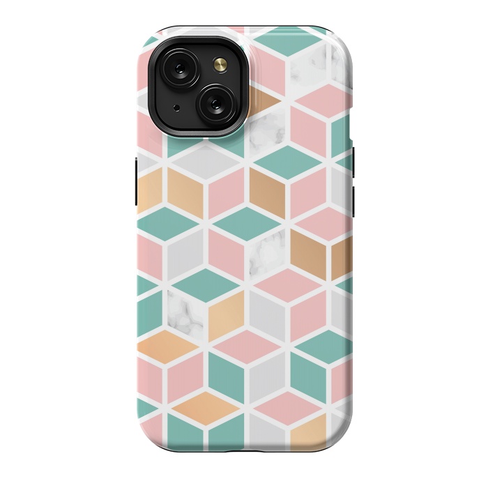 iPhone 15 StrongFit Marble Cube Geometry 050 by Jelena Obradovic