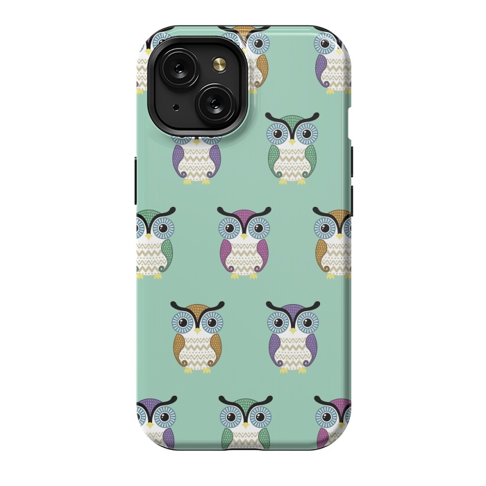 iPhone 15 StrongFit owl pattern by Laura Nagel