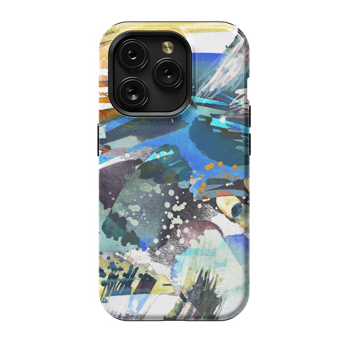 iPhone 15 Pro StrongFit Abstract watercolor splatter and brushstrokes by Oana 