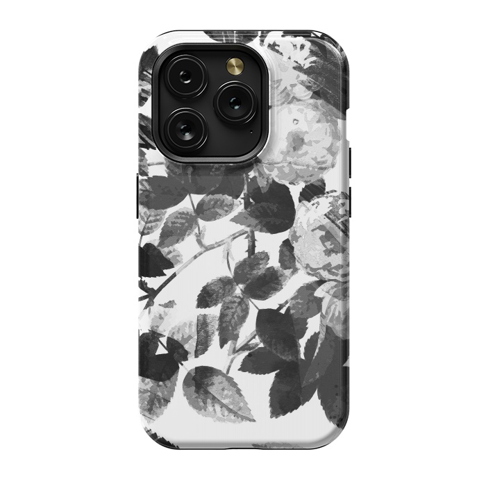 iPhone 15 Pro StrongFit Black and white ink roses by Oana 
