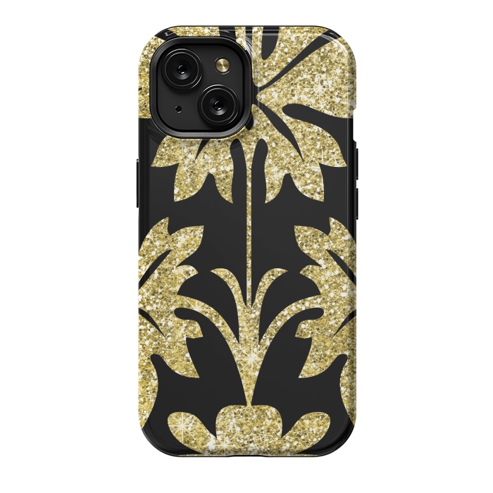 iPhone 15 StrongFit Gold Glitter Black Background by Alemi