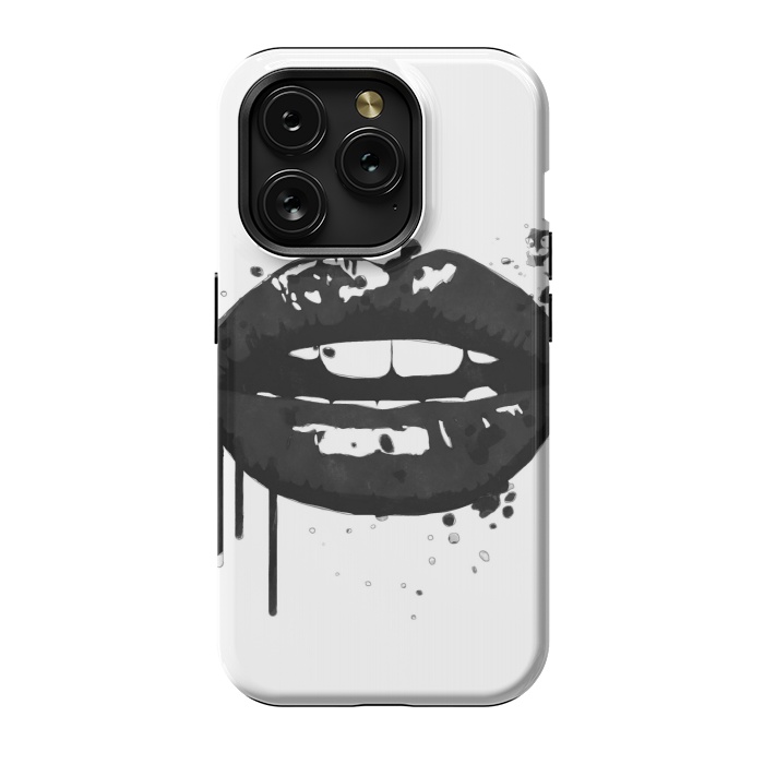 iPhone 15 Pro StrongFit Black Lips Fashion Illustration by Alemi