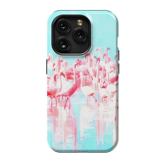 iPhone 15 Pro StrongFit Flamingos Tropical Illustration by Alemi
