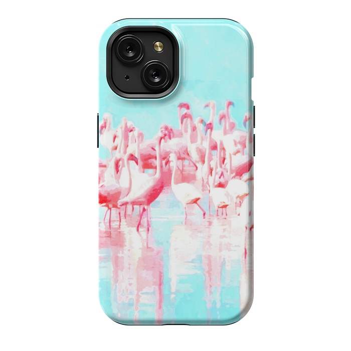 iPhone 15 StrongFit Flamingos Tropical Illustration by Alemi