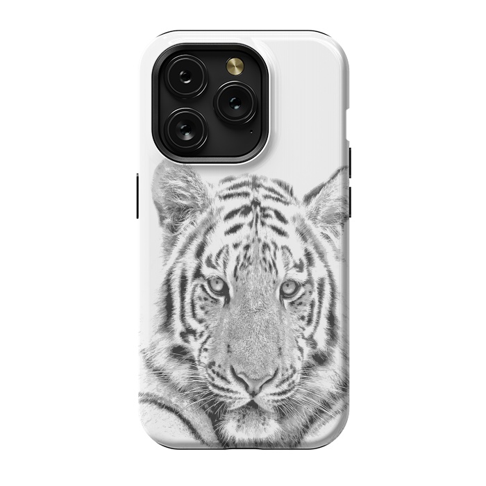 iPhone 15 Pro StrongFit Black and White Tiger by Alemi