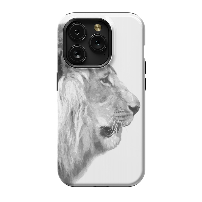 iPhone 15 Pro StrongFit Black and White Lion Profile by Alemi