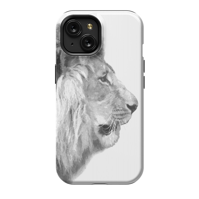iPhone 15 StrongFit Black and White Lion Profile by Alemi