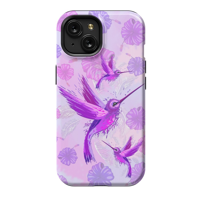 iPhone 15 StrongFit Hummingbird Spirit Purple Watercolor  by BluedarkArt