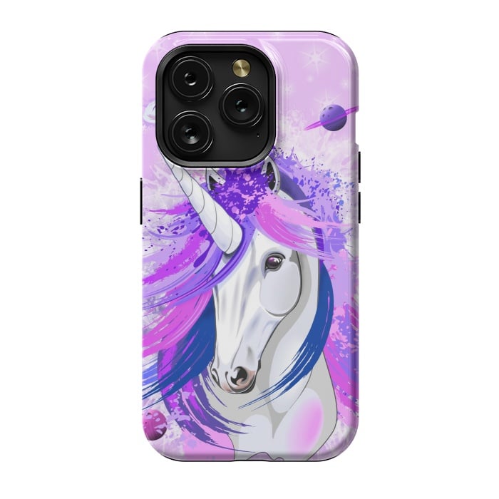 iPhone 15 Pro StrongFit Unicorn Spirit Pink and Purple Mythical Creature by BluedarkArt