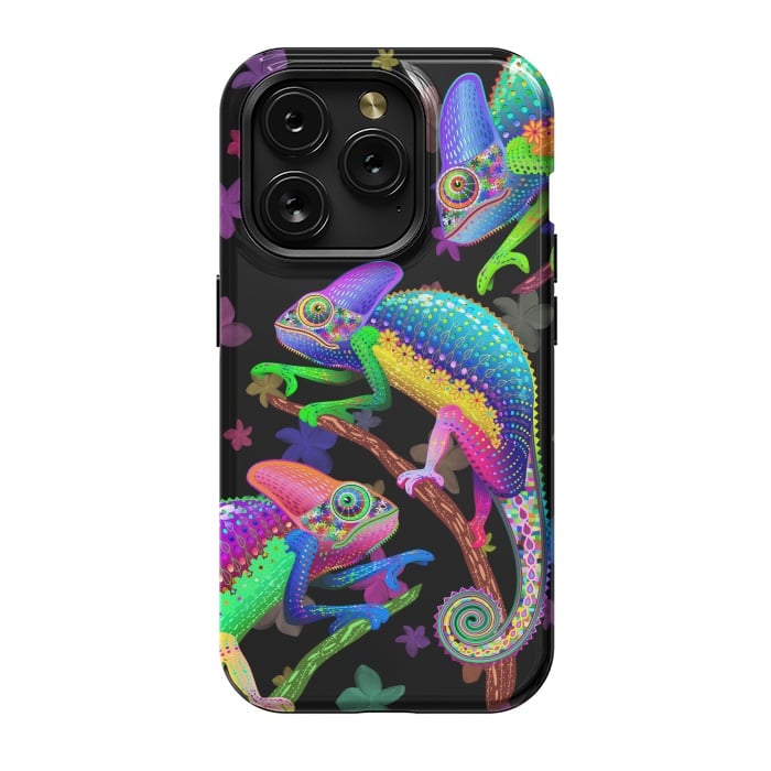 iPhone 15 Pro StrongFit Chameleon Fantasy Rainbow Colors by BluedarkArt