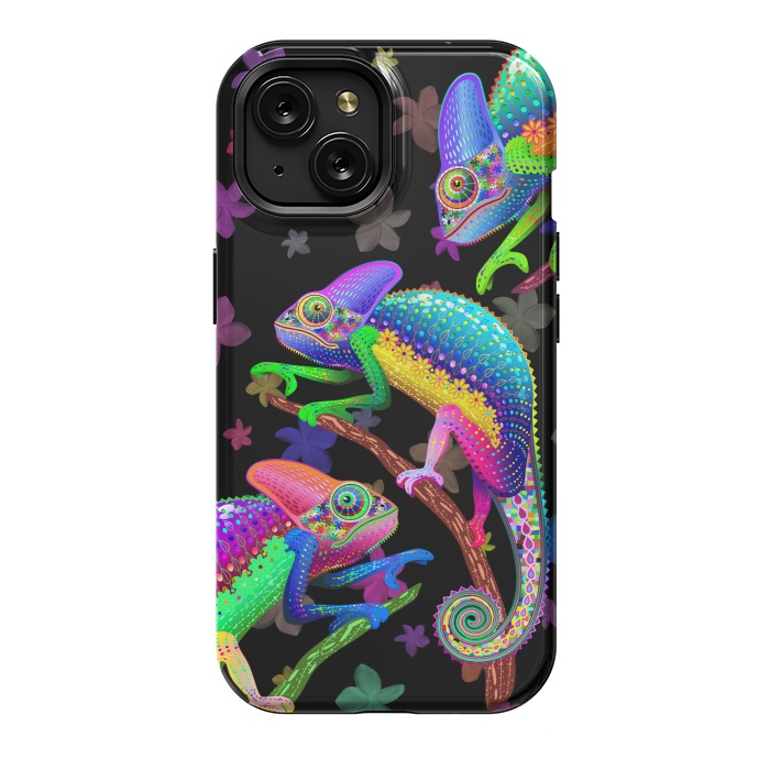 iPhone 15 StrongFit Chameleon Fantasy Rainbow Colors by BluedarkArt