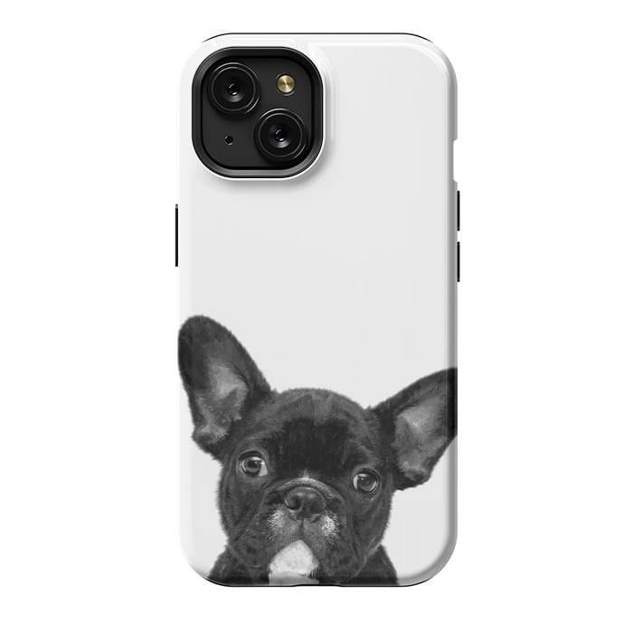 iPhone 15 StrongFit Black and White French Bulldog by Alemi