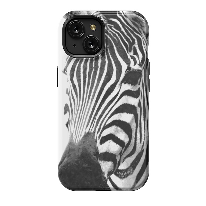iPhone 15 StrongFit Black and White Zebra by Alemi