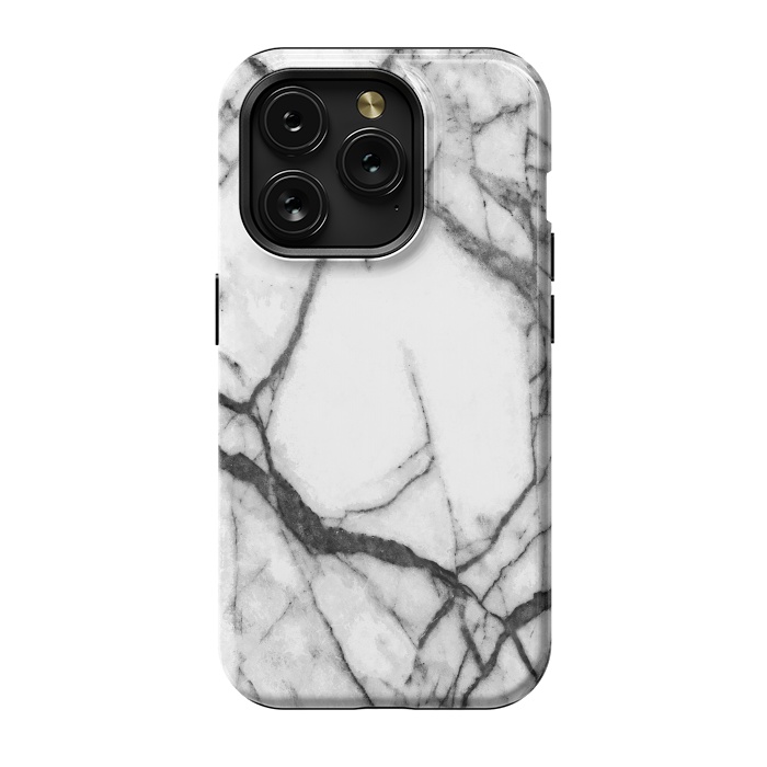 iPhone 15 Pro StrongFit Black and White Marble by Alemi