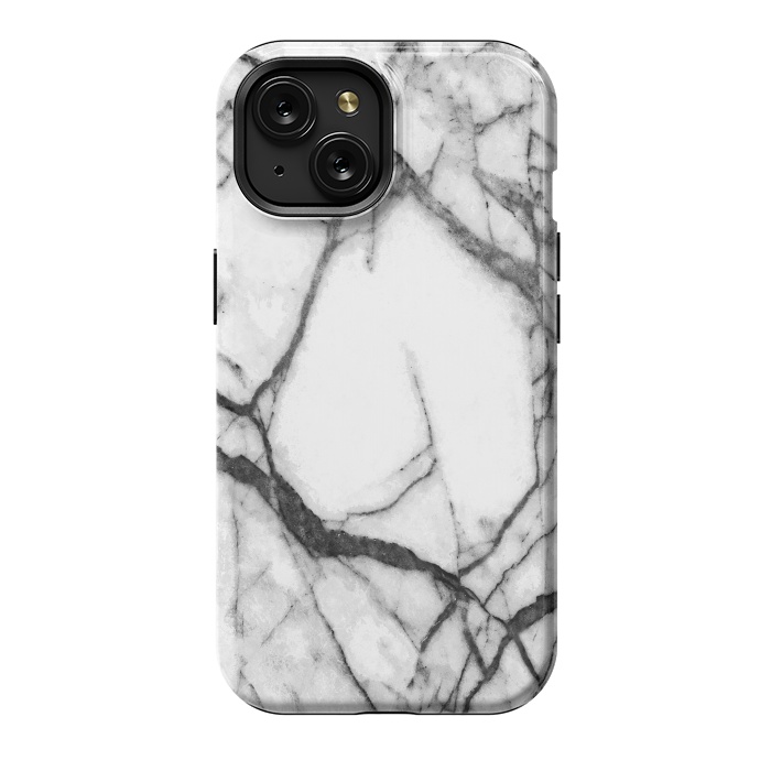 iPhone 15 StrongFit Black and White Marble by Alemi