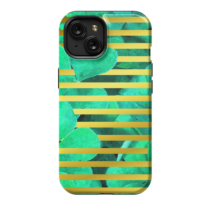 iPhone 15 StrongFit Clover and Gold Stripes Geometric Illustration by Alemi
