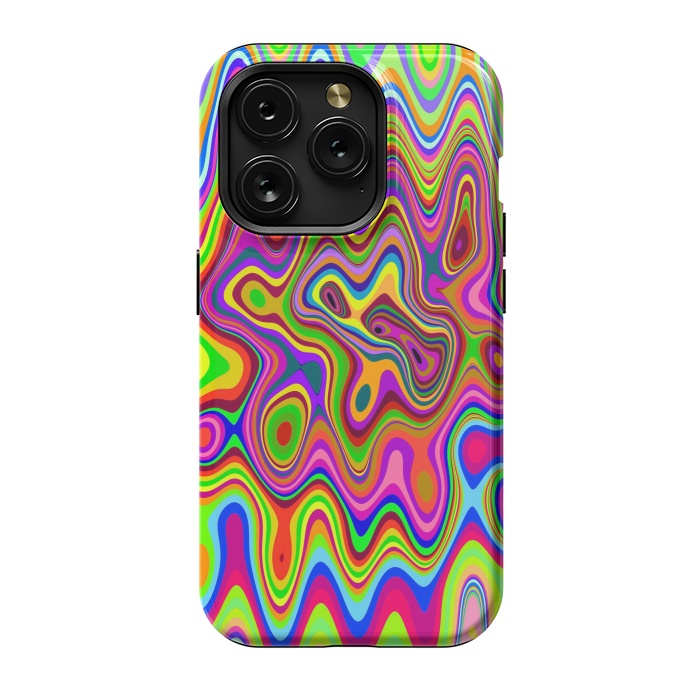 iPhone 15 Pro StrongFit Psychedelic Glowing Colors Pattern by BluedarkArt