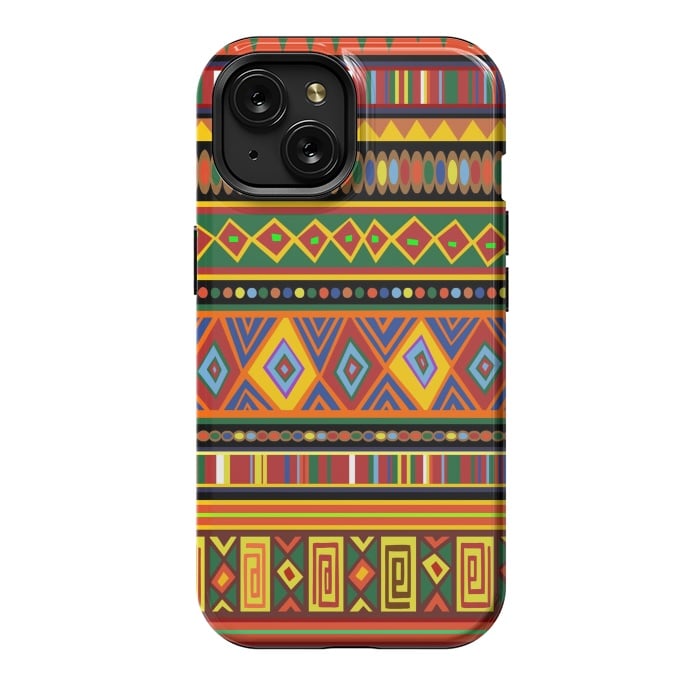 iPhone 15 StrongFit Ethnic Colorful Pattern Africa Art by BluedarkArt