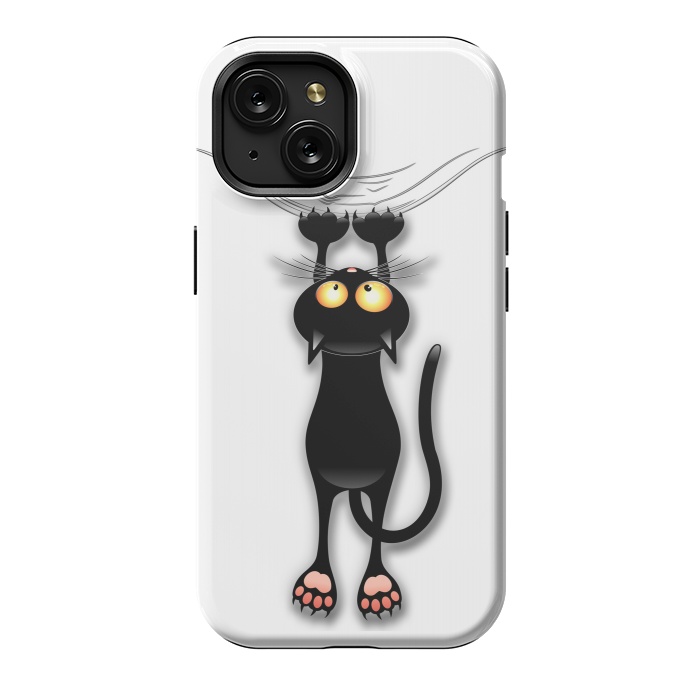iPhone 15 StrongFit Fun and Naughty Cat Falling Down  by BluedarkArt