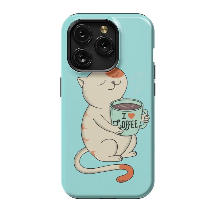 iPhone 15 Pro StrongFit Cat and Coffee by Coffee Man