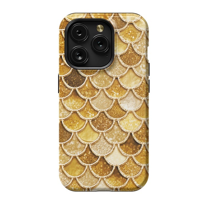 iPhone 15 Pro StrongFit Faux Gold Glitter Mermaid Scales by  Utart