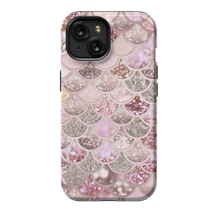 iPhone 15 StrongFit Multicolor Pink & Rose Gold Mermaid Scales by  Utart