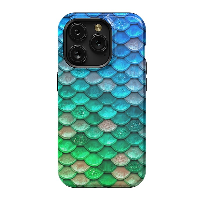 iPhone 15 Pro StrongFit Green & Blue Glitter Mermaid Scales by  Utart