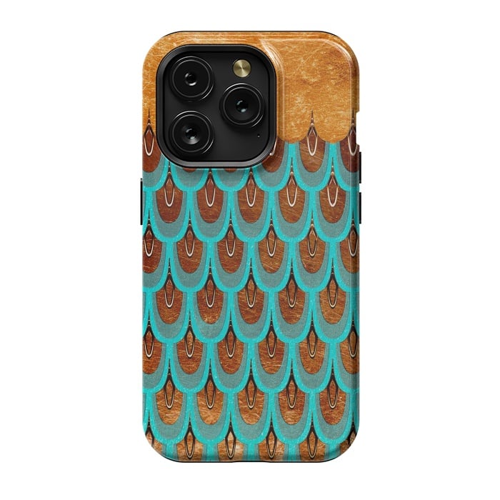 iPhone 15 Pro StrongFit Copper & Teal Gold Mermaid Scales by  Utart