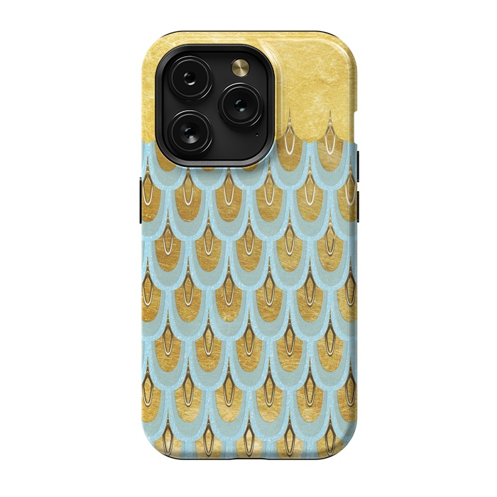 iPhone 15 Pro StrongFit Elegant Light Aqua & Gold Mermaid Scales by  Utart