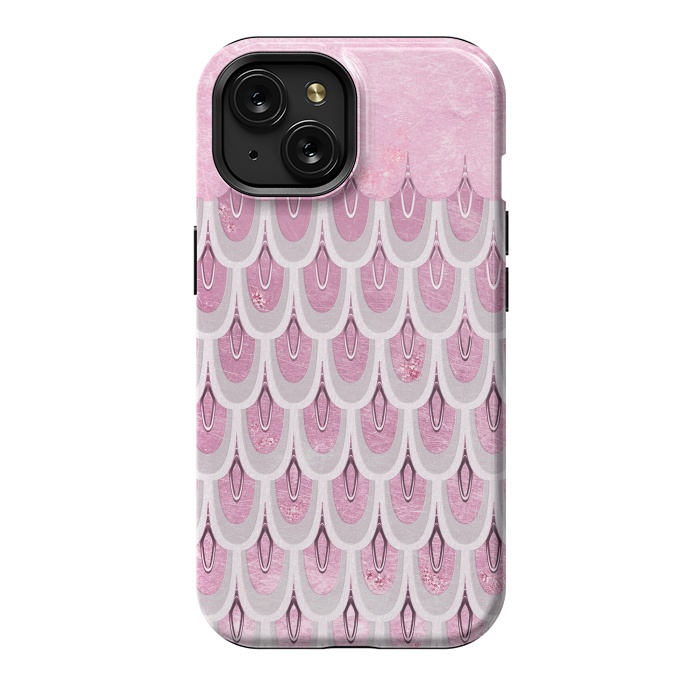 iPhone 15 StrongFit Multicolor Pink & Silver Gray Mermaid Scales by  Utart