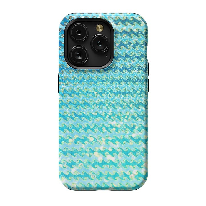 iPhone 15 Pro StrongFit Sea Ocean Blue Sparkle Glitter Waves by  Utart