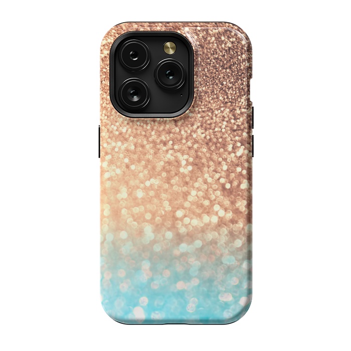 iPhone 15 Pro StrongFit Mermaid Blue and Rose Gold Blush Glitter by  Utart