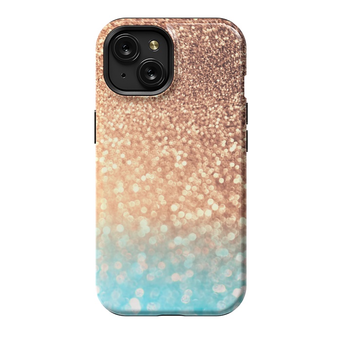 iPhone 15 StrongFit Mermaid Blue and Rose Gold Blush Glitter by  Utart