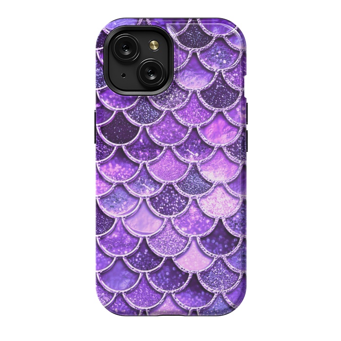 iPhone 15 StrongFit Ultra Violet Glitter Mermaid Scales by  Utart