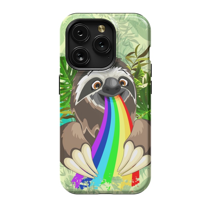 iPhone 15 Pro StrongFit Sloth Spitting Rainbow Colors by BluedarkArt