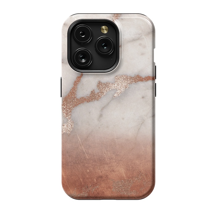iPhone 15 Pro StrongFit Copper Trendy Veined Marble by  Utart