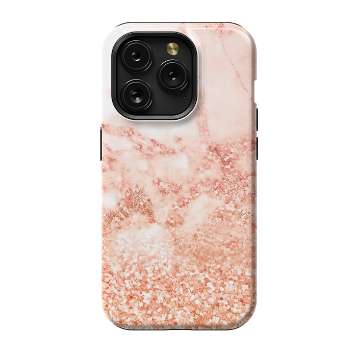 iPhone 15 Pro StrongFit Salmon Glitter Marble by  Utart