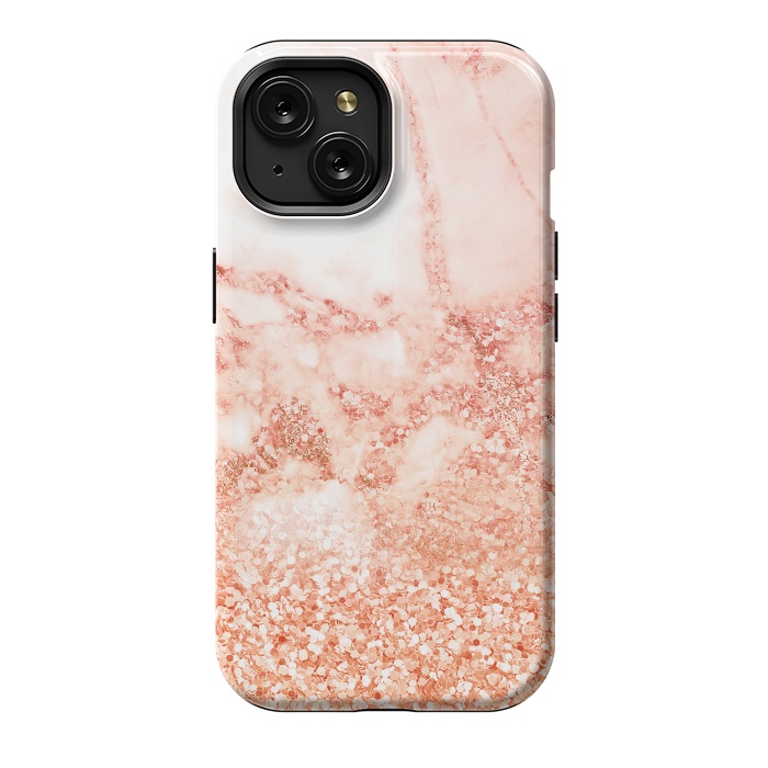 iPhone 15 StrongFit Salmon Glitter Marble by  Utart