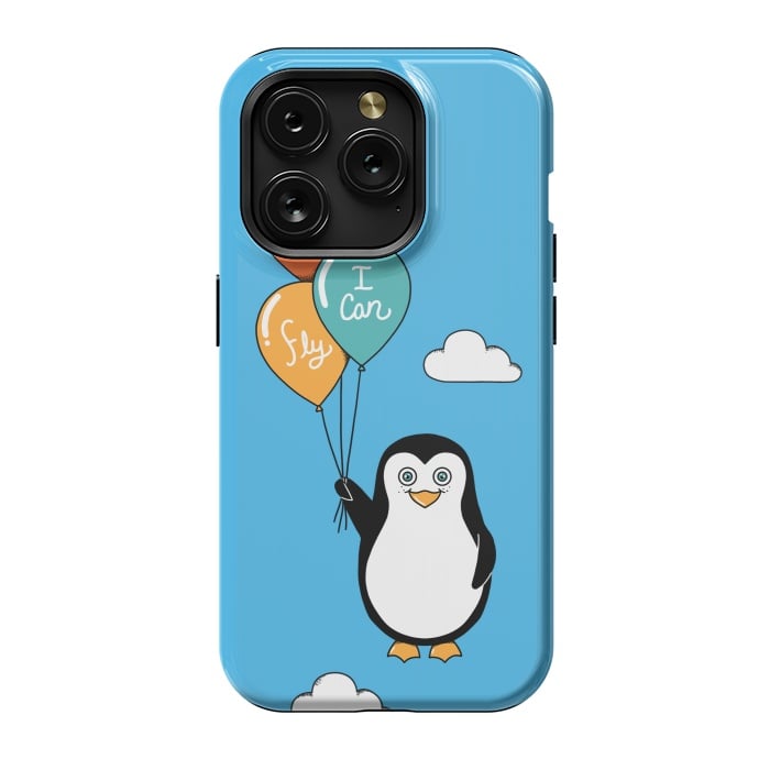 iPhone 15 Pro StrongFit Penguin I Believe I Can Fly by Coffee Man