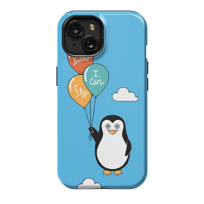 iPhone 15 StrongFit Penguin I Believe I Can Fly by Coffee Man