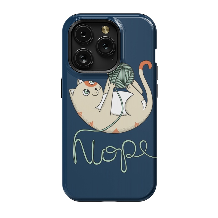 iPhone 15 Pro StrongFit Cat Nope Blue by Coffee Man